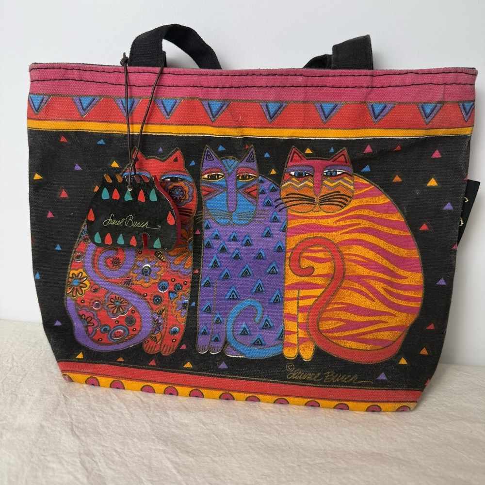 Laurel Burch Bag Purse Handbag Cat Feline‎ Friends Mini 11" Square Tote NWOT FOB